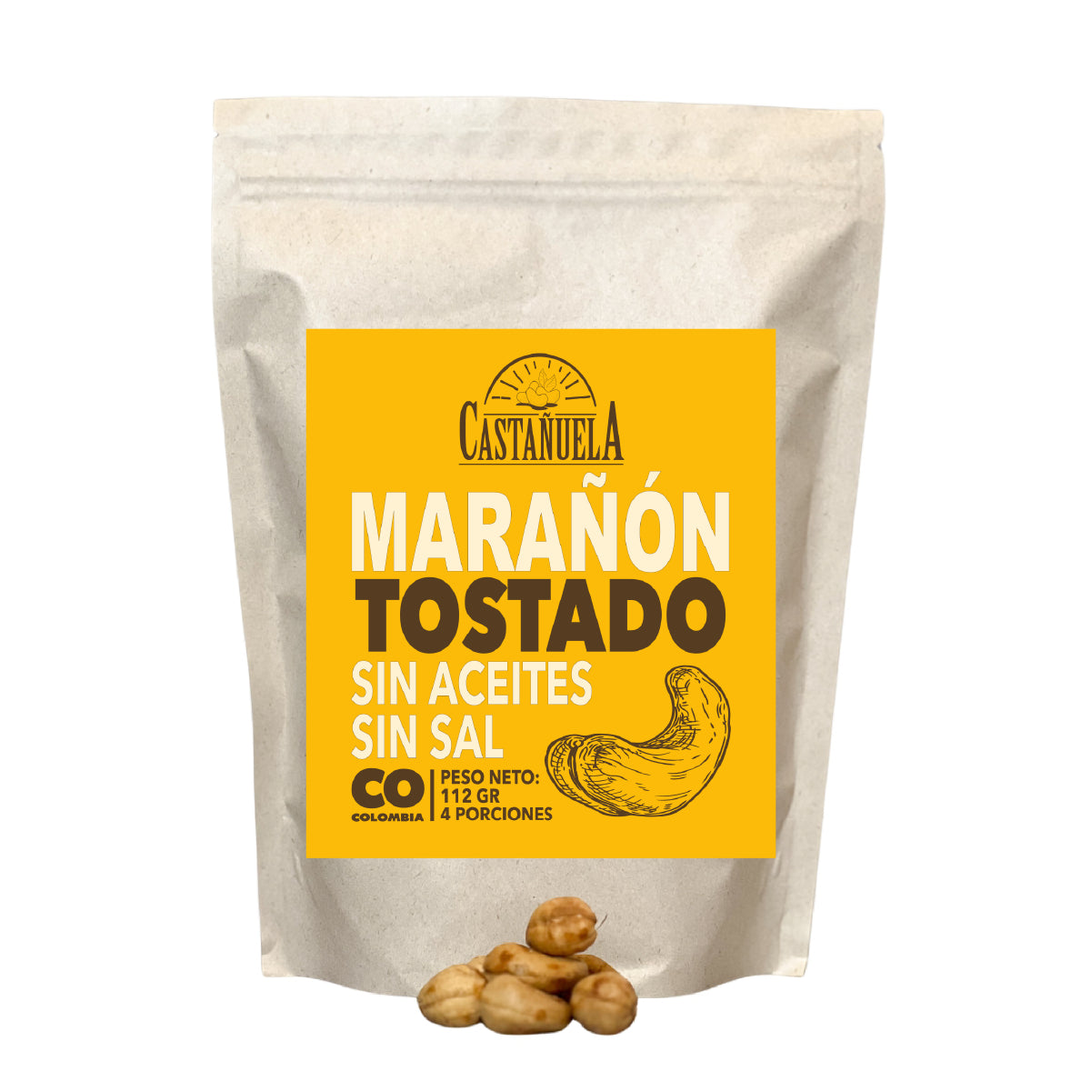 Snack de marañón tostado Castañuela, 112 g, sin aceites ni sal, 100% natural