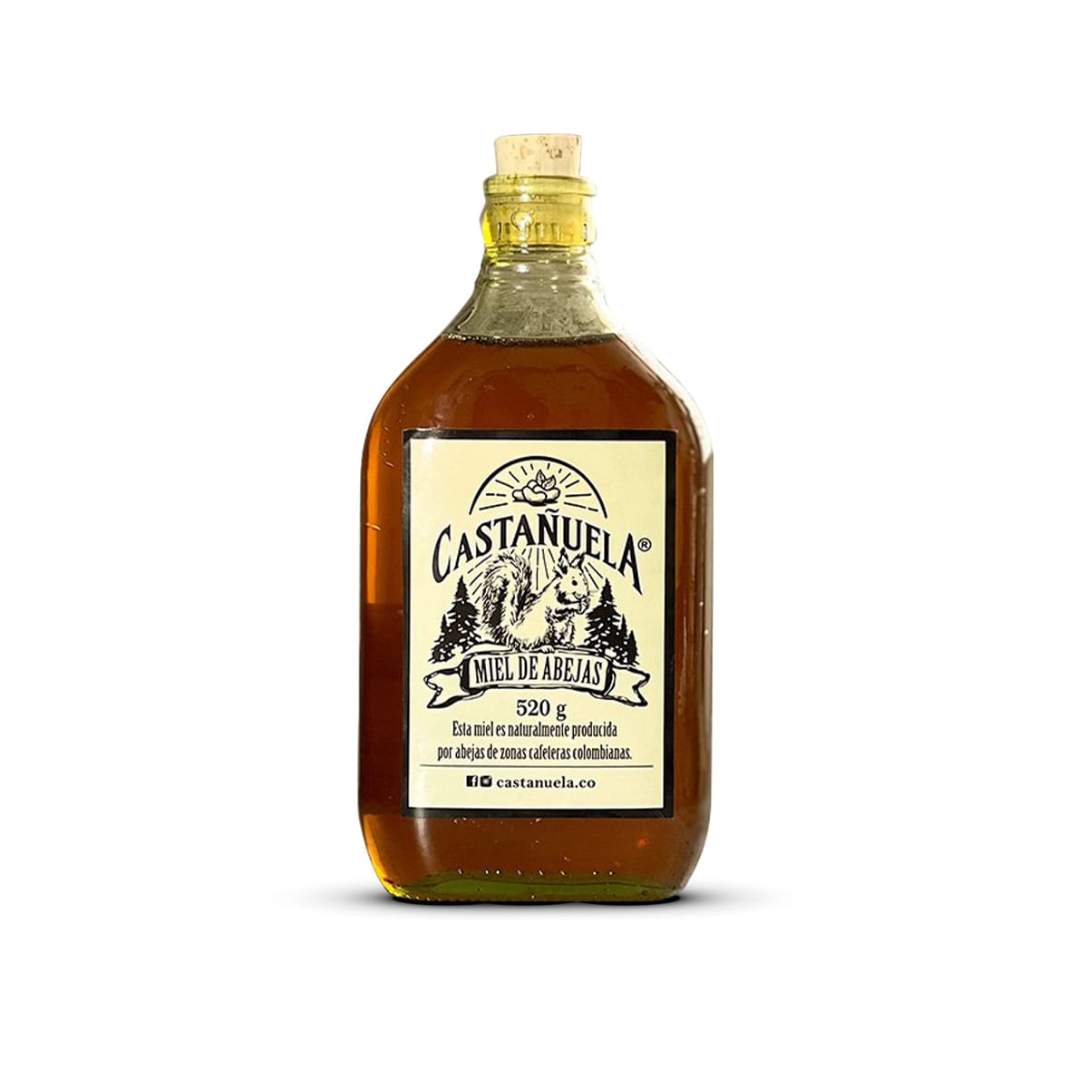 Botella de Miel De Abejas Castañuela 100% natural, 520 g