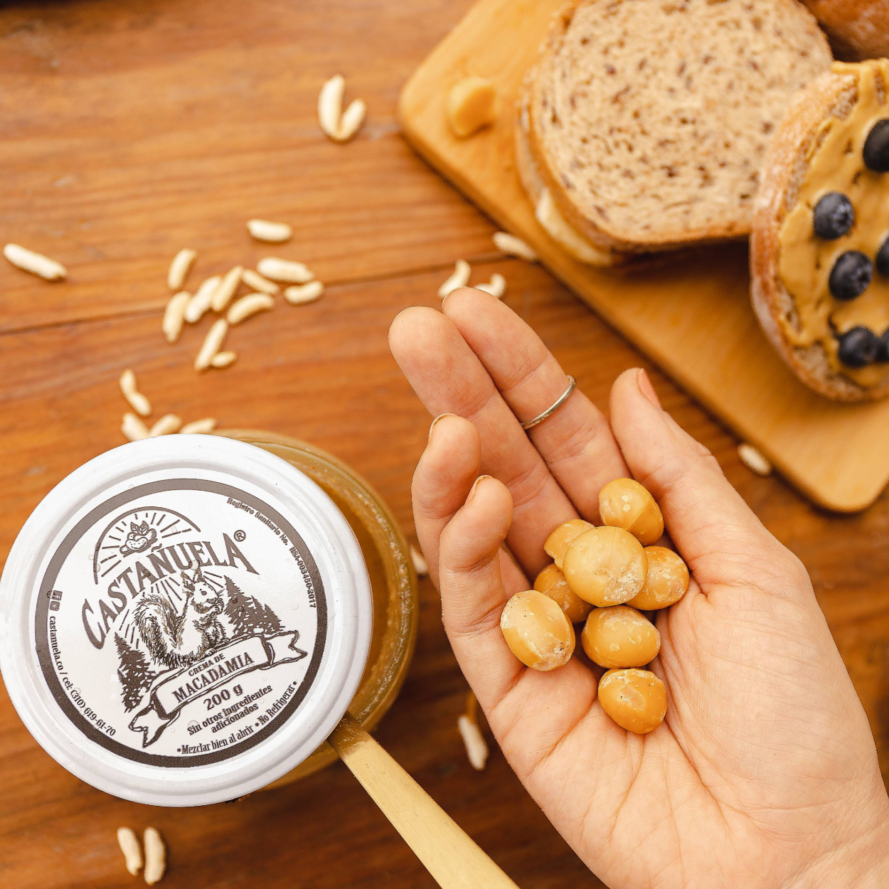 Crema de macadamia Castañuela con nueces de macadamia naturales, sin azúcar ni químicos