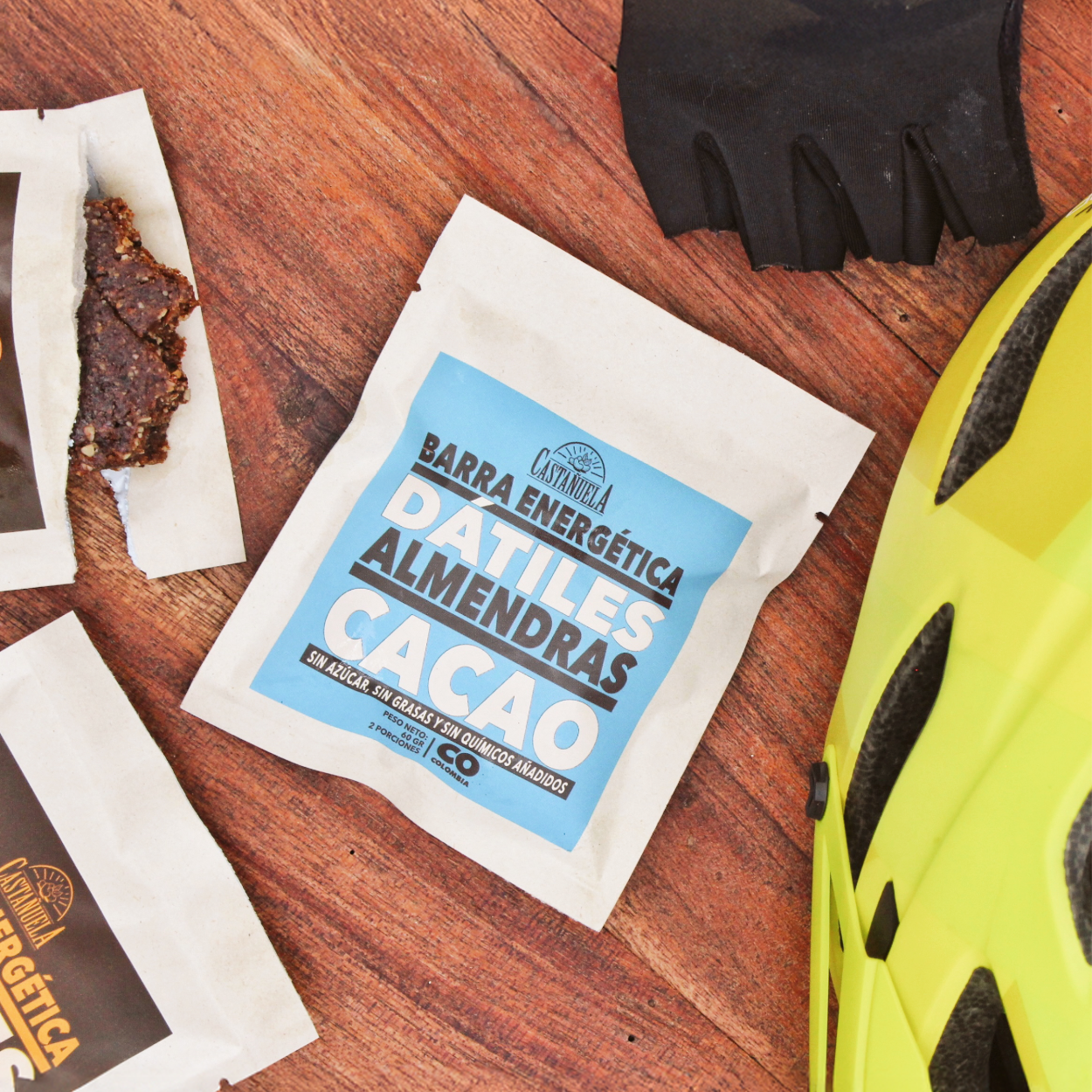 Barra energética de dátiles, almendras y cacao Castañuela, ideal para deporte, sin azúcar ni químicos